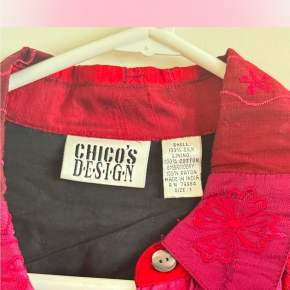 Chico's Red and Pink Plaid Jacket - Picture 4 of 5